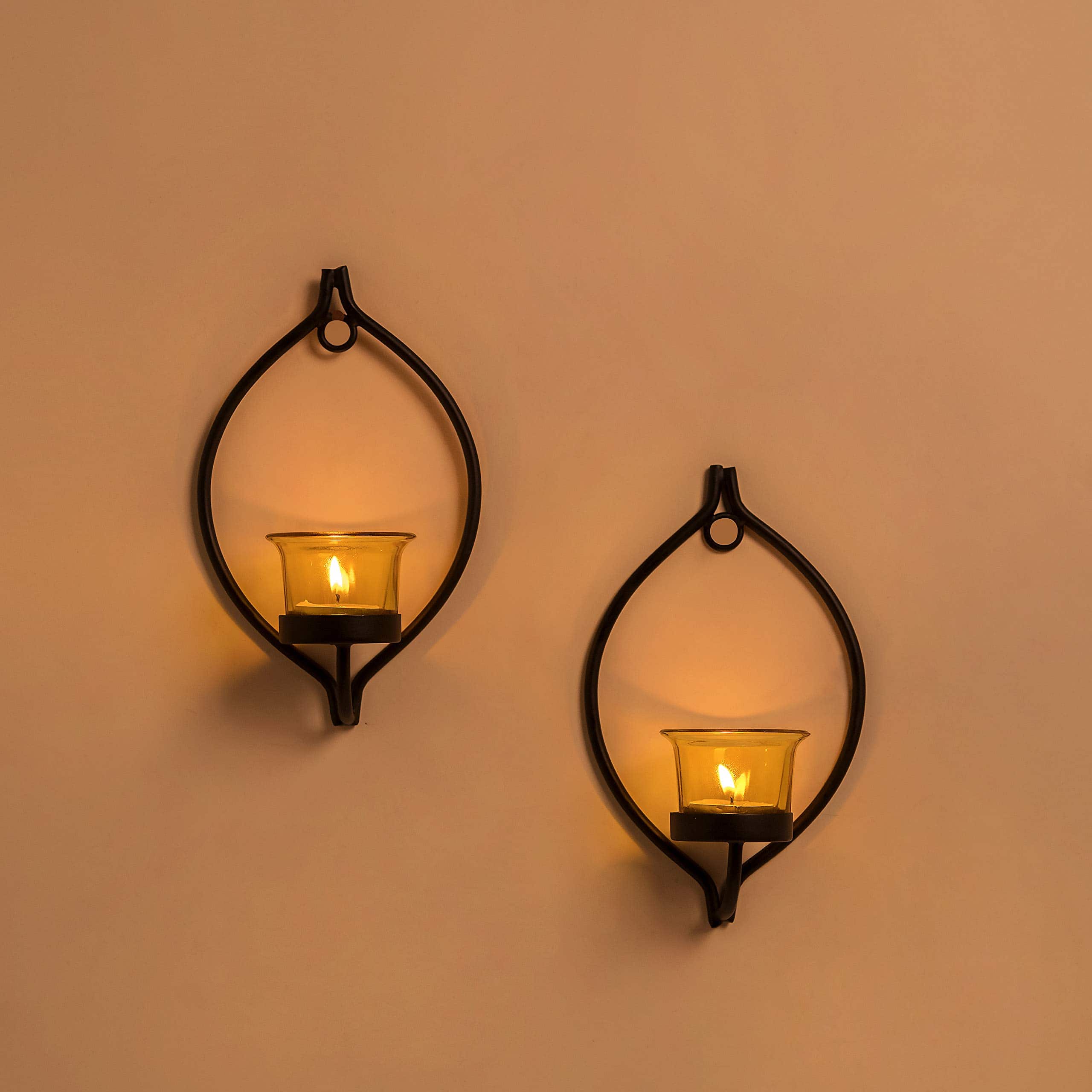  Homesake Glass Glossy Hanging Hall 2Pcs Wall Hangings-7.9In