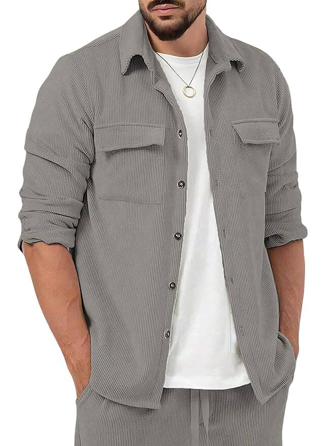 Lymio Men’s Polyester Rib Casual Regular Fit Shirt