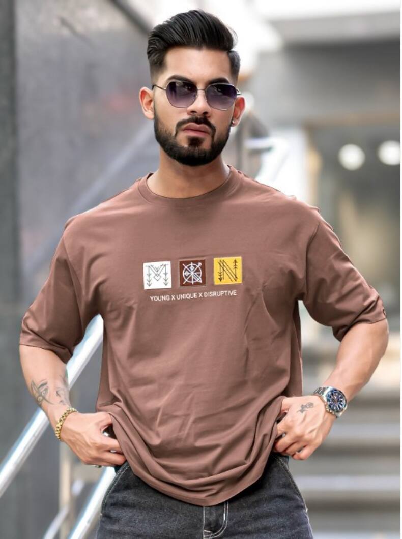 Maniac Men Typography Printed Round Neck Cotton Oversized T-shirt Maniac Men Typography Printed Round Neck Cotton Oversized T-shirt