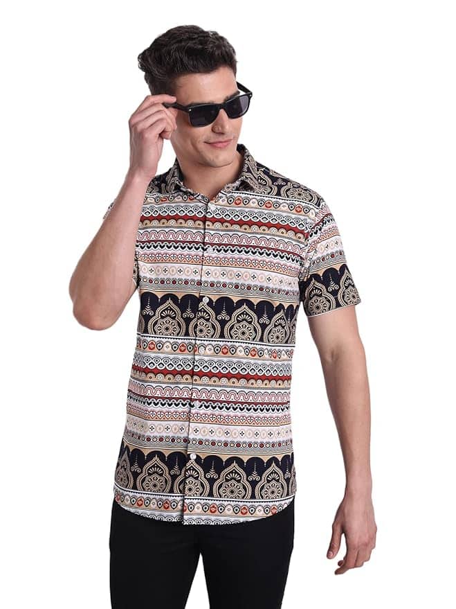 Majestic Man Slim Fit Cotton Printed Shirt
