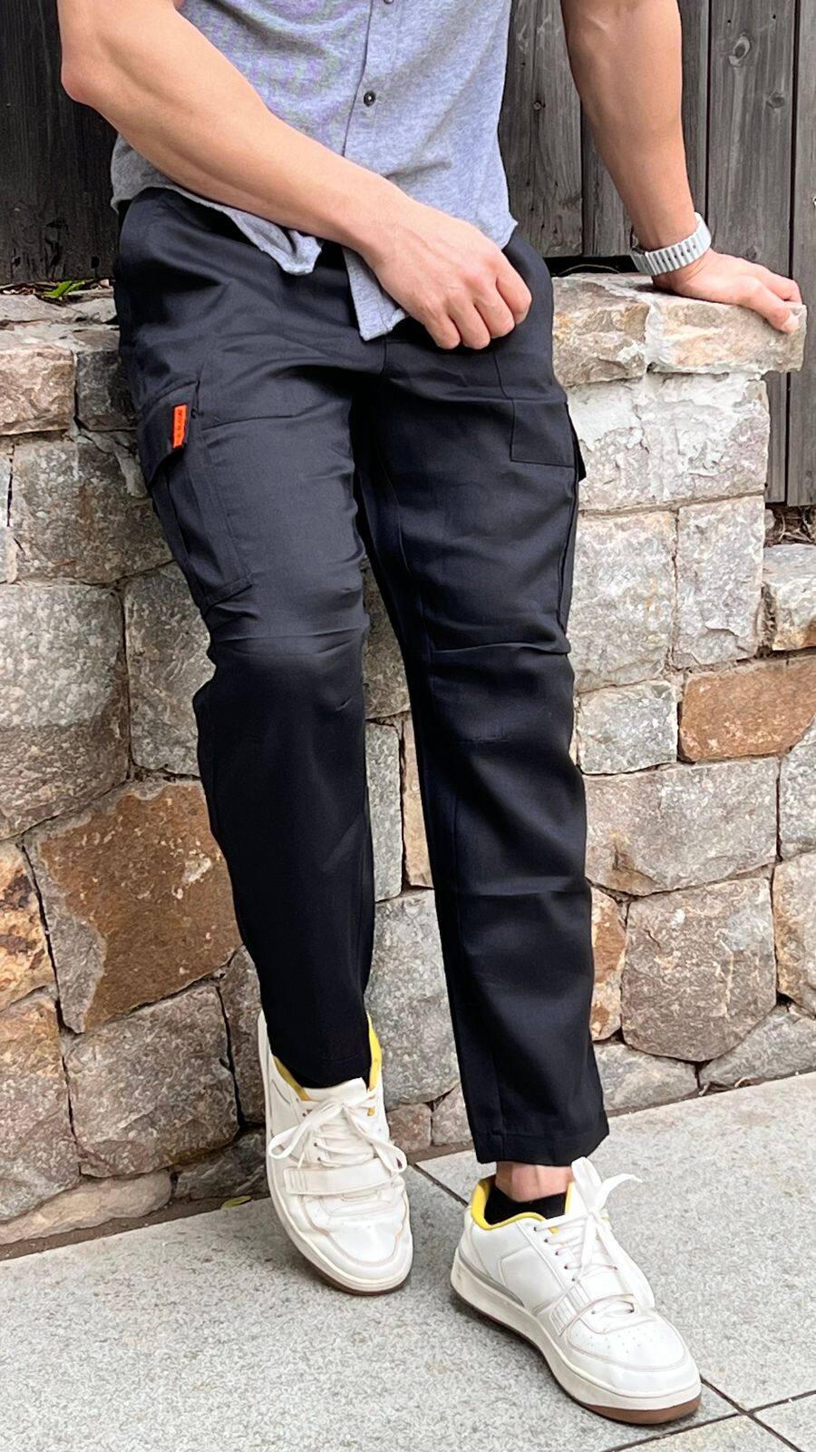 Gritstones NAVY ELASTICATED CARGO PANTS