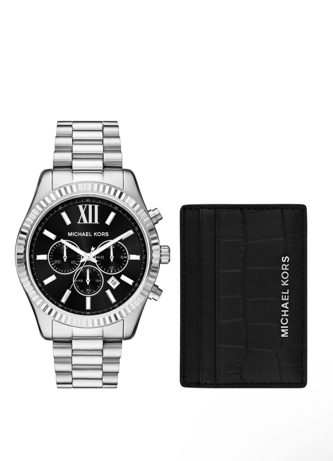 Michael Kors Men's Lexington Watch with Card Holder Gift Set