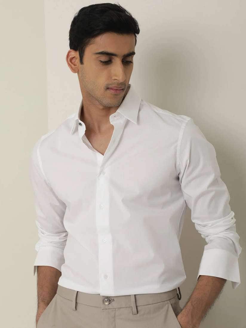 MISCHIEF MONKEY Classic Plain Cotton Formal Shirt Long Sleeves