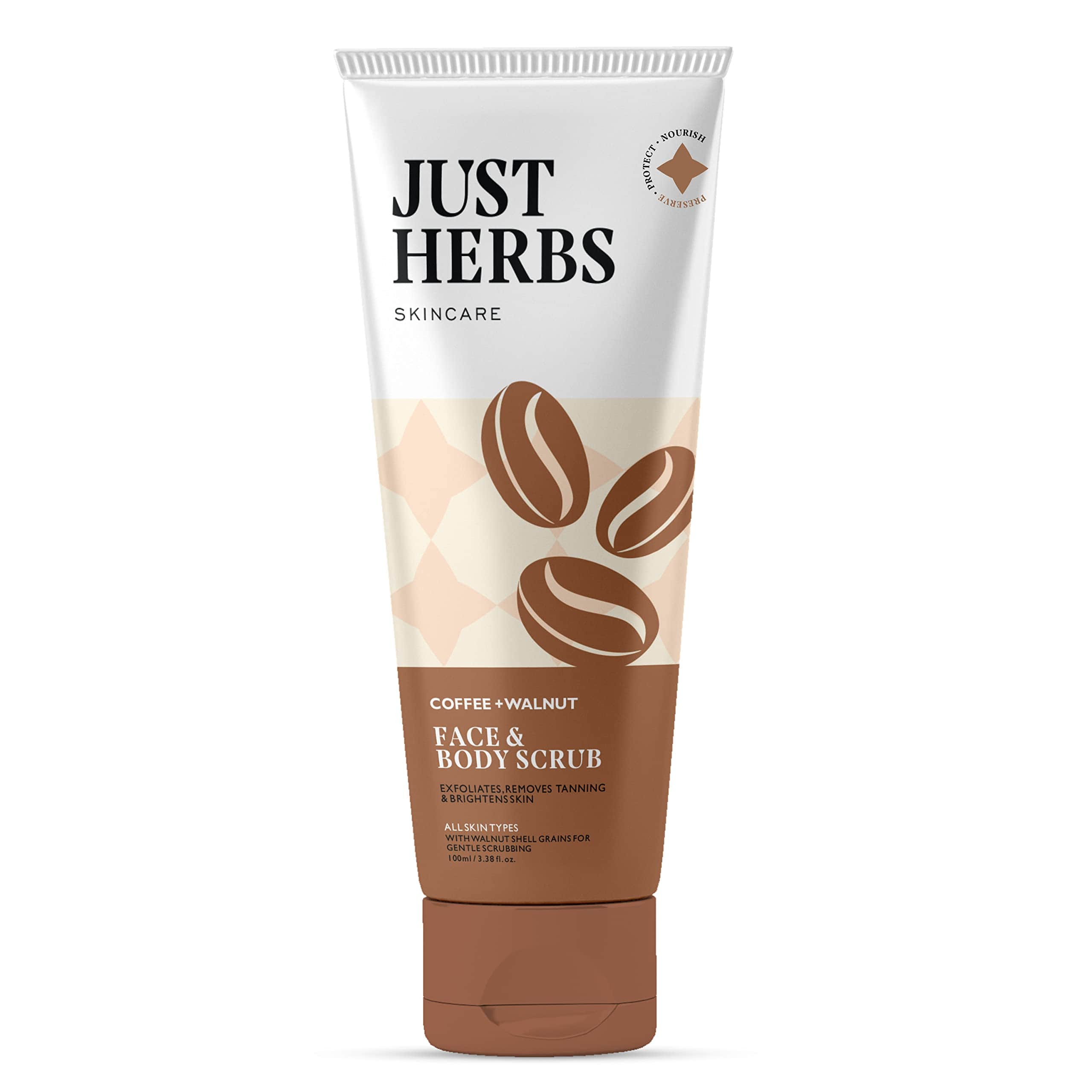Just Herbs Coffee & Walnut Face & Body Scrub 100 gm Just Herbs Coffee & Walnut Face & Body Scrub 100 gm