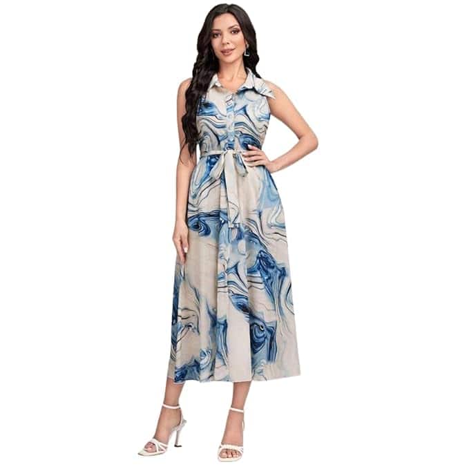 Bollyclues Women's Multicolor Cotton Sleeveless Maxi Dress Bollyclues Women's Multicolor Cotton Sleeveless Maxi Dress