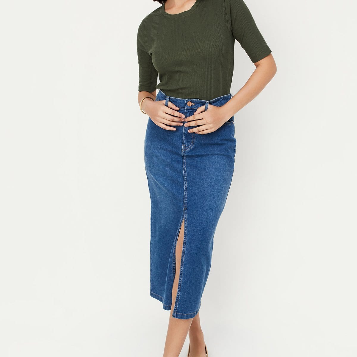 max Washed Midi Pencil Denim Skirt max Washed Midi Pencil Denim Skirt