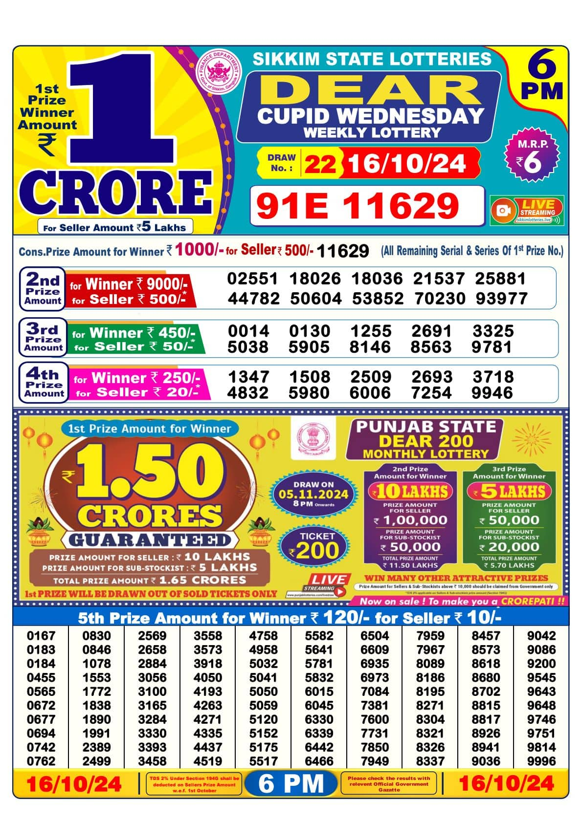 Nagaland Dear Pelican 8 PM Lottery Result 16-10-2024 (OUT) Live ...