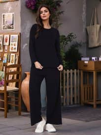 DressBerry Women Round Neck Long Sleeves T-Shirt With Trousers Co-Ords Set DressBerry Women Round Neck Long Sleeves T-Shirt With Trousers Co-Ords Set