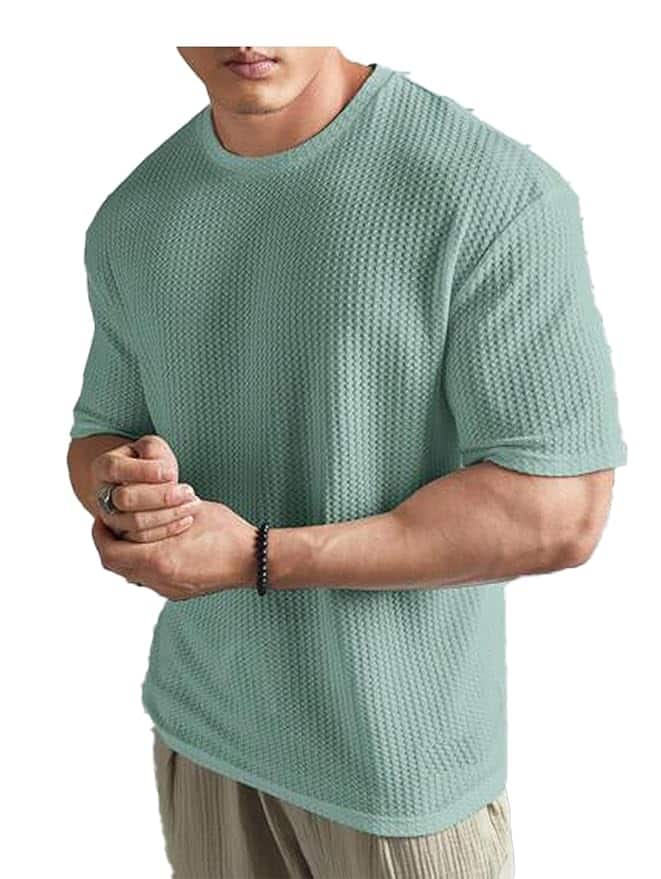 NETCLICK® Men’s Solid Dotted Oversized T-Shirt NETCLICK® Men’s Solid Dotted Oversized T-Shirt