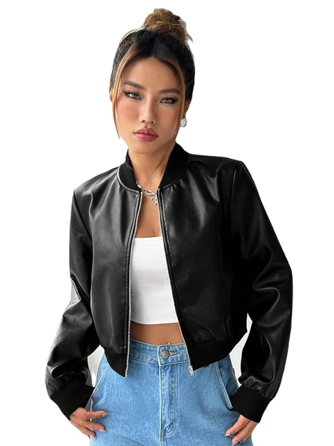 NEW-18 Women’s Genuine Leather Crop Jacket