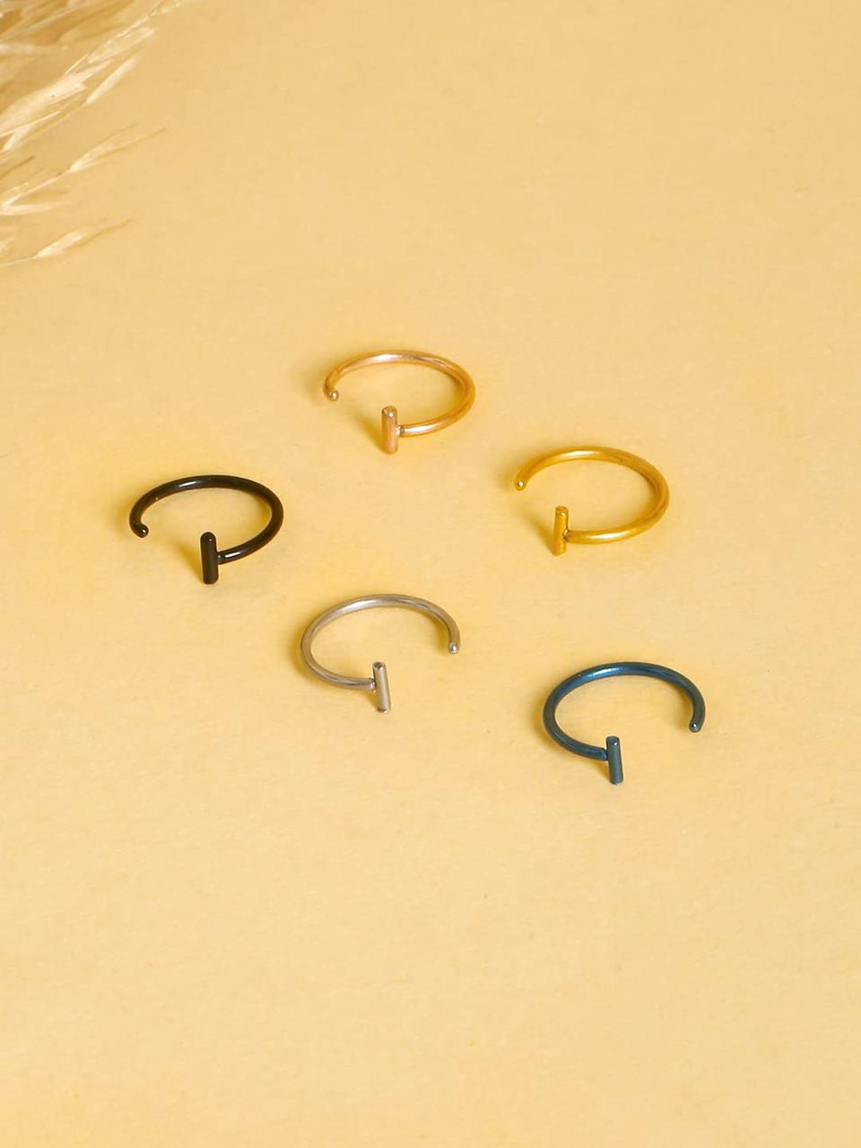 Yellow Chimes Non Piercing Nose Pins for Women 5 Pcs Combo Yellow Chimes Non Piercing Nose Pins for Women 5 Pcs Combo