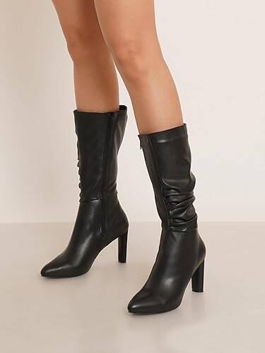 Sherrif Shoes Women Block-Heeled High-Top Slouchy Boots Sherrif Shoes Women Block-Heeled High-Top Slouchy Boots