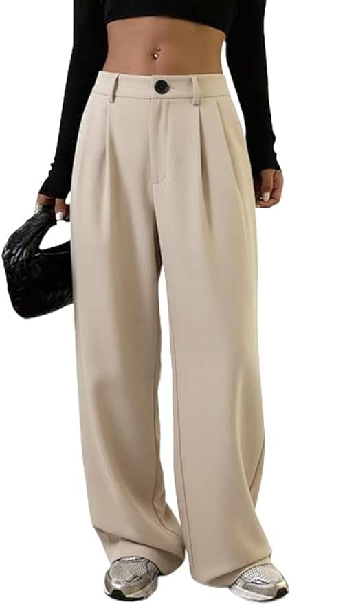 OOMPH! Women's High-Waisted Pant | Wide Leg Trousers | Korean Style Trouser OOMPH! Women's High-Waisted Pant | Wide Leg Trousers | Korean Style Trouser
