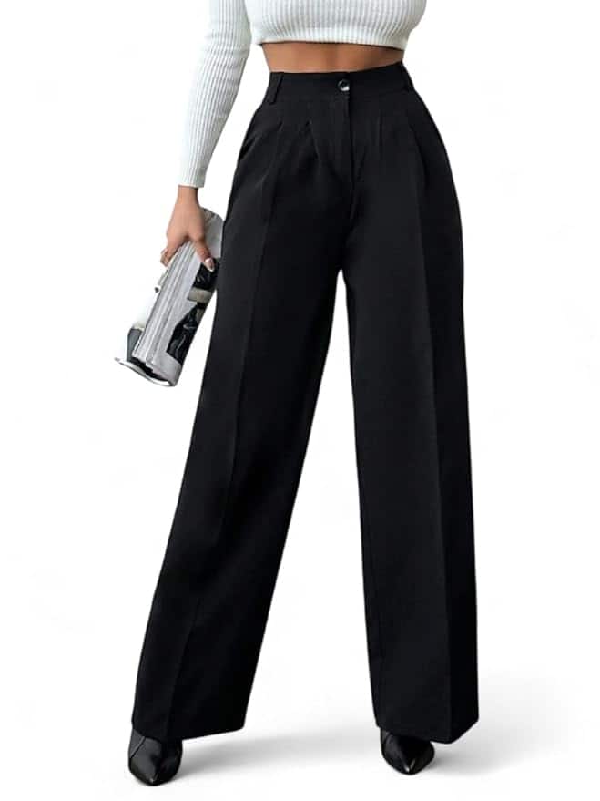 OOMPH! Women's High-Waisted Wide Leg Trousers