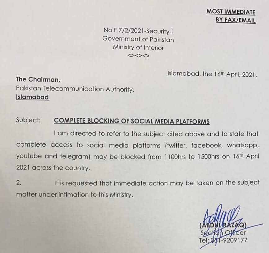 Pakistan temporarily shuts down all social media platforms including ...