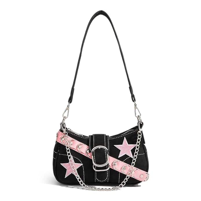 PALAY® Canvas Y2K Star Patch Shoulder Bag