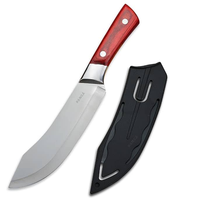 PANCA Heavy Duty Chef Knife with Cover – High Carbon Steel Cleaver (Brown)
