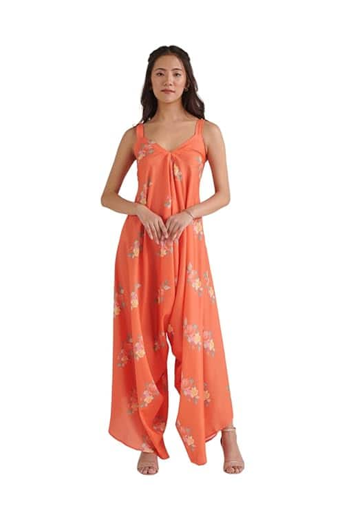 Pasha Bright Orange Palazzo Jumpsuit