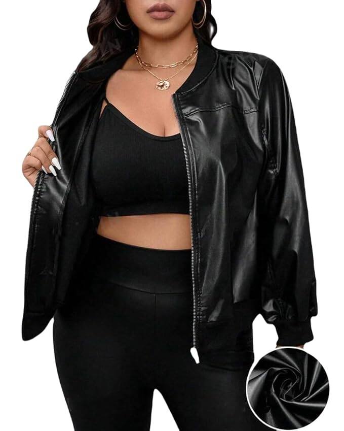 PERFECT PRODUCTIONS Women’s Crop Leather Jacket
