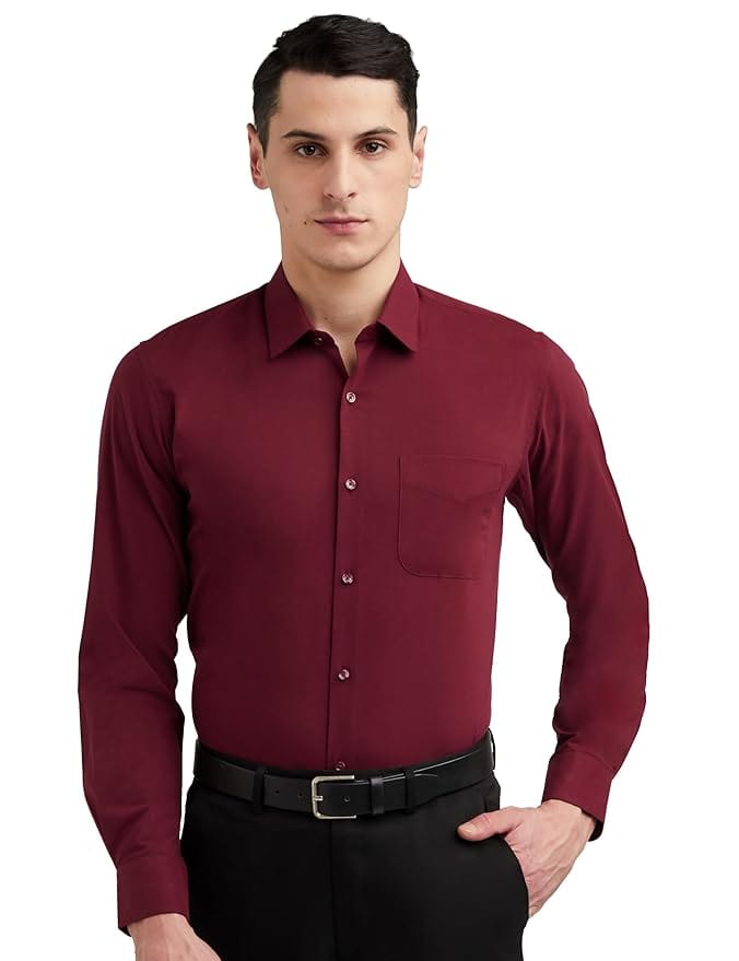 Peter England Men’s Everyday Solid Slim Fit Full Sleeve Formal Shirt | Cotton-Rich