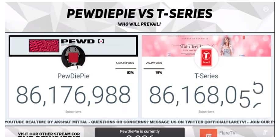 PEWDIEPIE VS T-SERIES LIVE SUB COUNT: WHO WILL PREVAIL? 