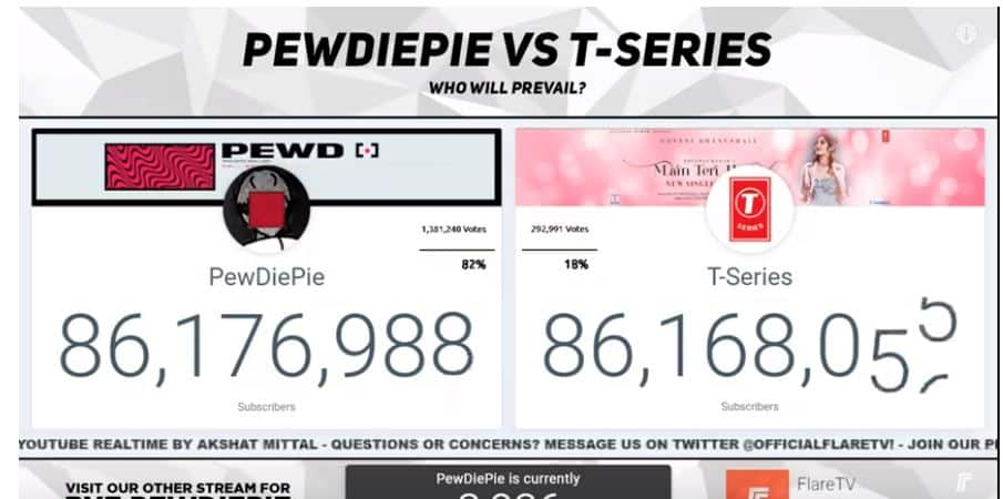 PEWDIEPIE VS T-SERIES LIVE SUB COUNT: WHO WILL PREVAIL? -  Sub to  Pewdiepie