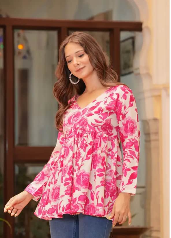 PSChoice Women's Floral Print Flared Kurta PSChoice Women's Floral Print Flared Kurta