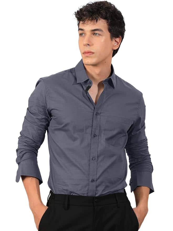 Pinkmint Men’s Regular Fit Soft Cotton Blend Casual Combo Shirt with Pocket Design &amp; Spread Collar