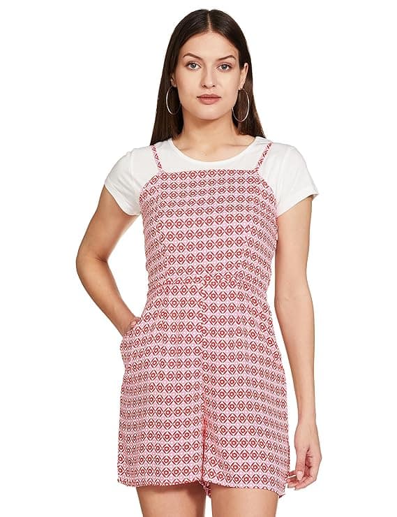max Rayon Women Printed Strappy Playsuit Set