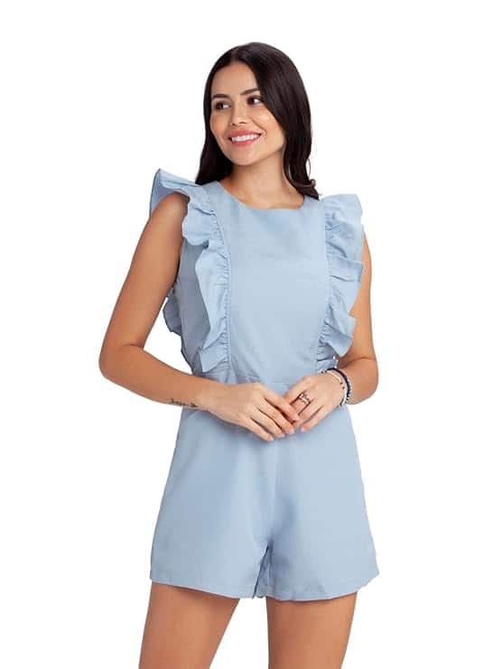  Zink London Women's Blue Solid Regular Playsuit