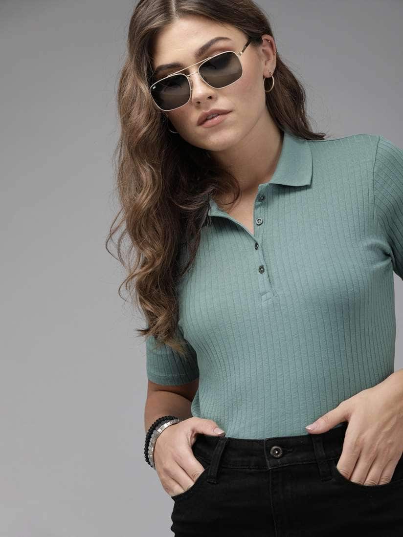 Roadster Women Polo Cropped T-shirt
