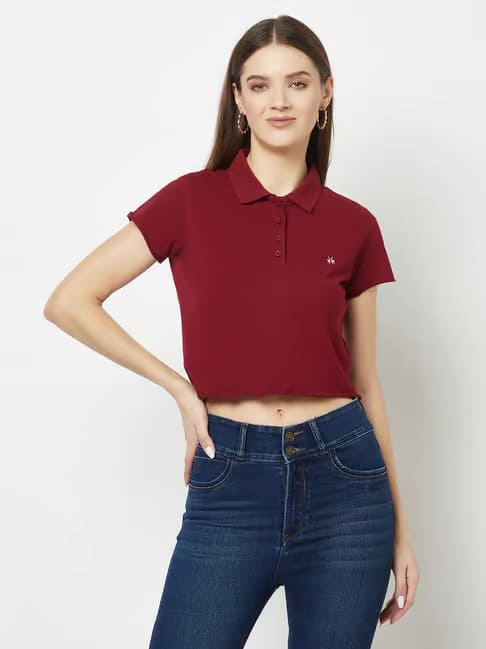 Crimsoune Club Polo Crop T-Shirt