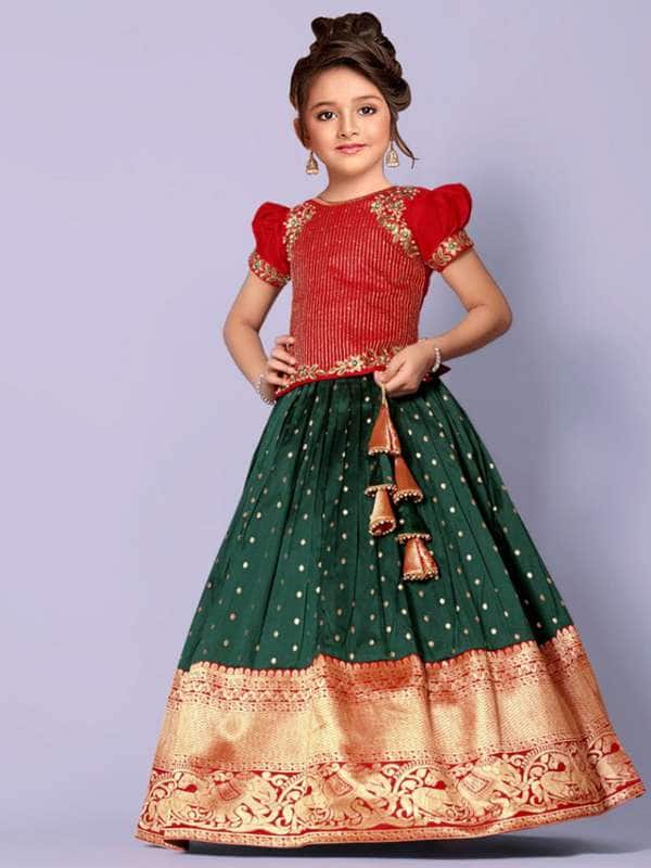 BAESD Girls Embroidered Thread Work Ready To Wear Jacquard Lehenga & Choli BAESD Girls Embroidered Thread Work Ready To Wear Jacquard Lehenga & Choli