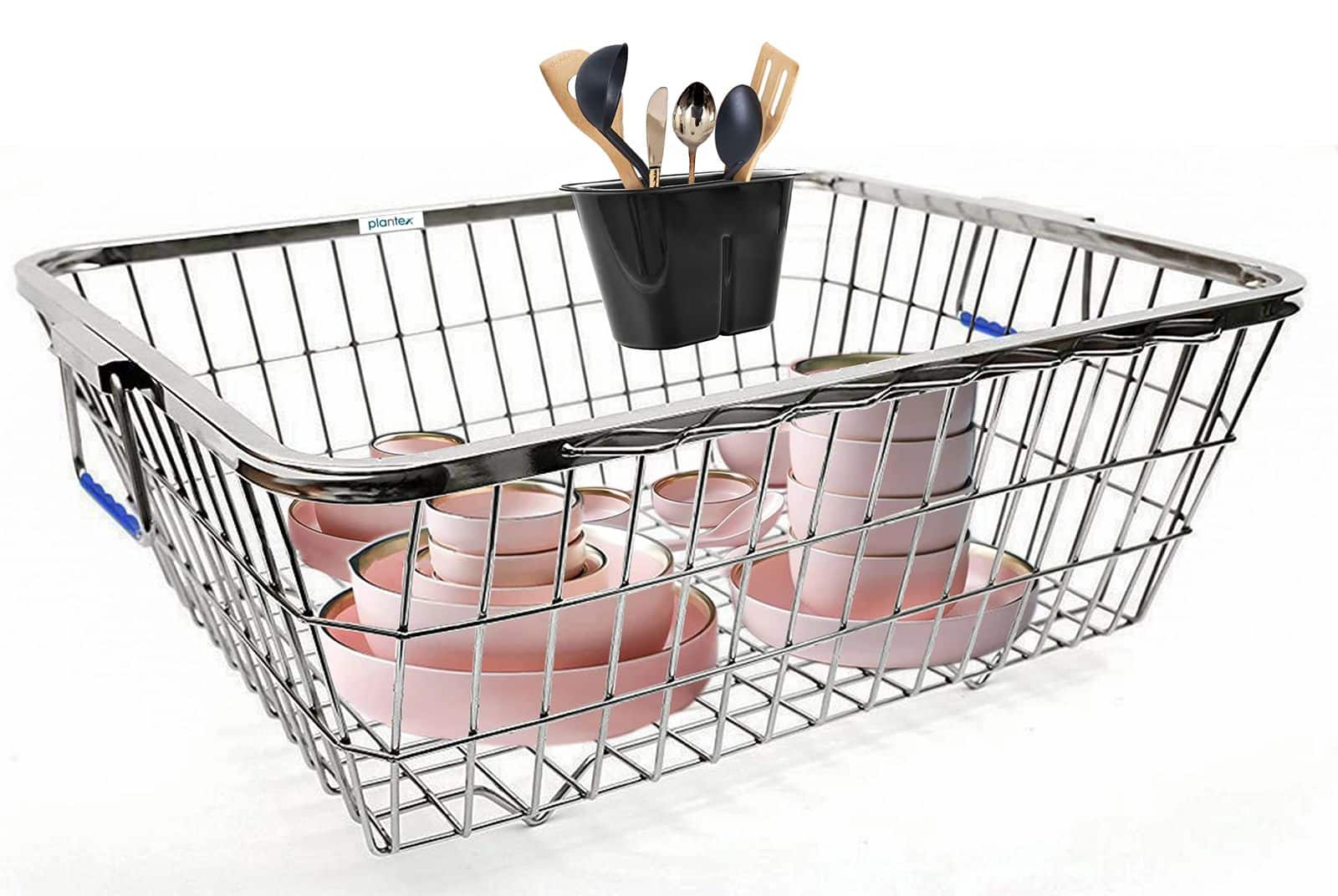 Plantex Heavy-Duty Stainless-Steel Dish Drainer Basket for Kitchen Utensils