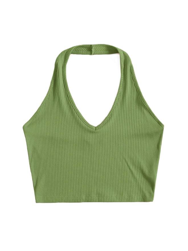 Redamancii Halter Neck Crop Cotton Ribbed Top Redamancii Halter Neck Crop Cotton Ribbed Top