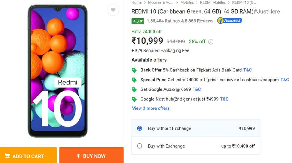 Redmi 10 sale flipkart