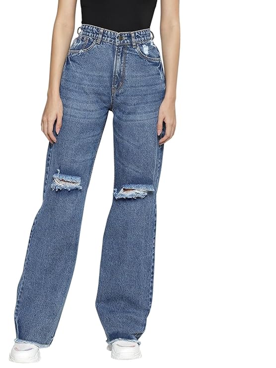 Sassafras Women's Ice Blue Wide Leg Jeans