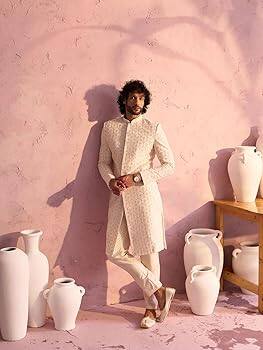 VASTRAMAY Embroidered Sherwani With Trousers