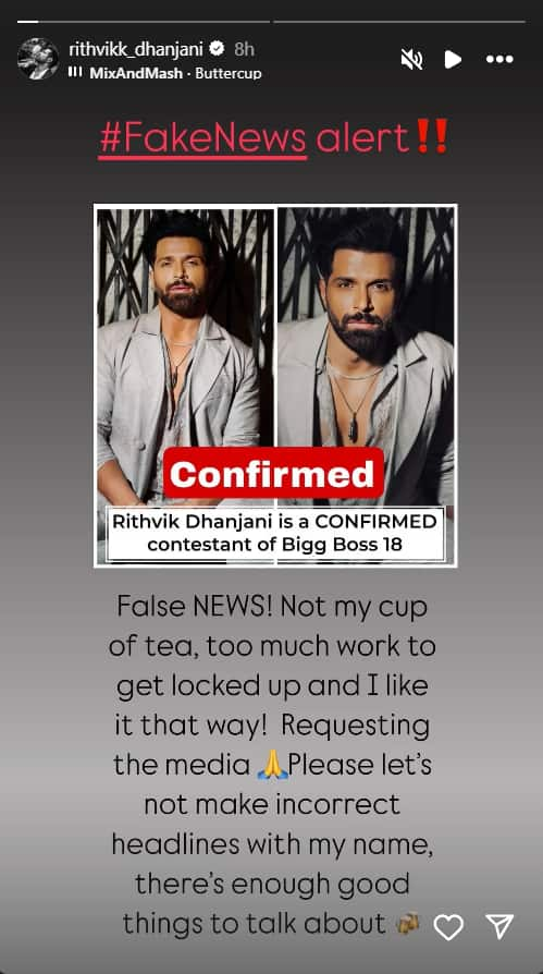 Rithvik Dhanjani Calling Out Fake News