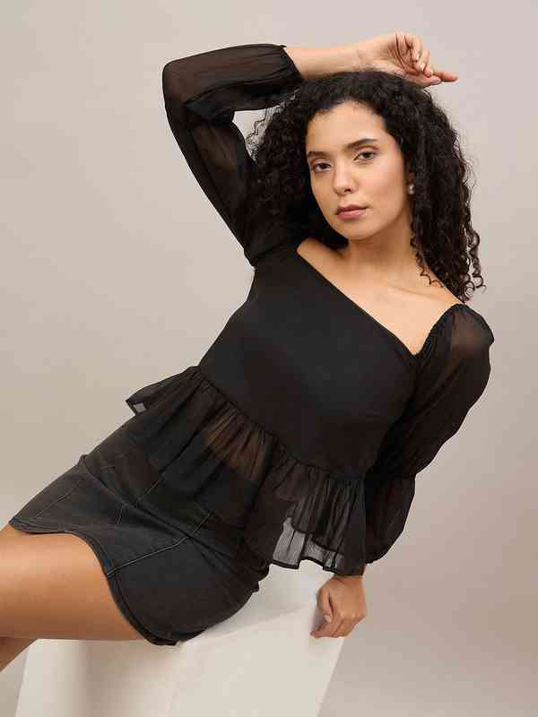 Roadster Lifestyle Co. Square Neck Peplum Top Roadster Lifestyle Co. Square Neck Peplum Top