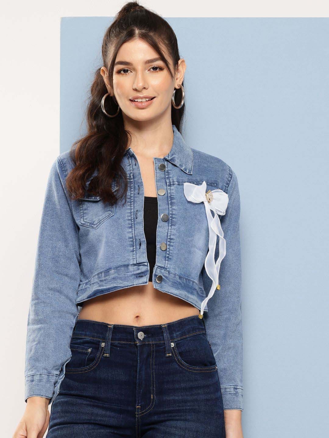 Roadster The Lifestyle Co Self-Design Cropped Denim Jacket