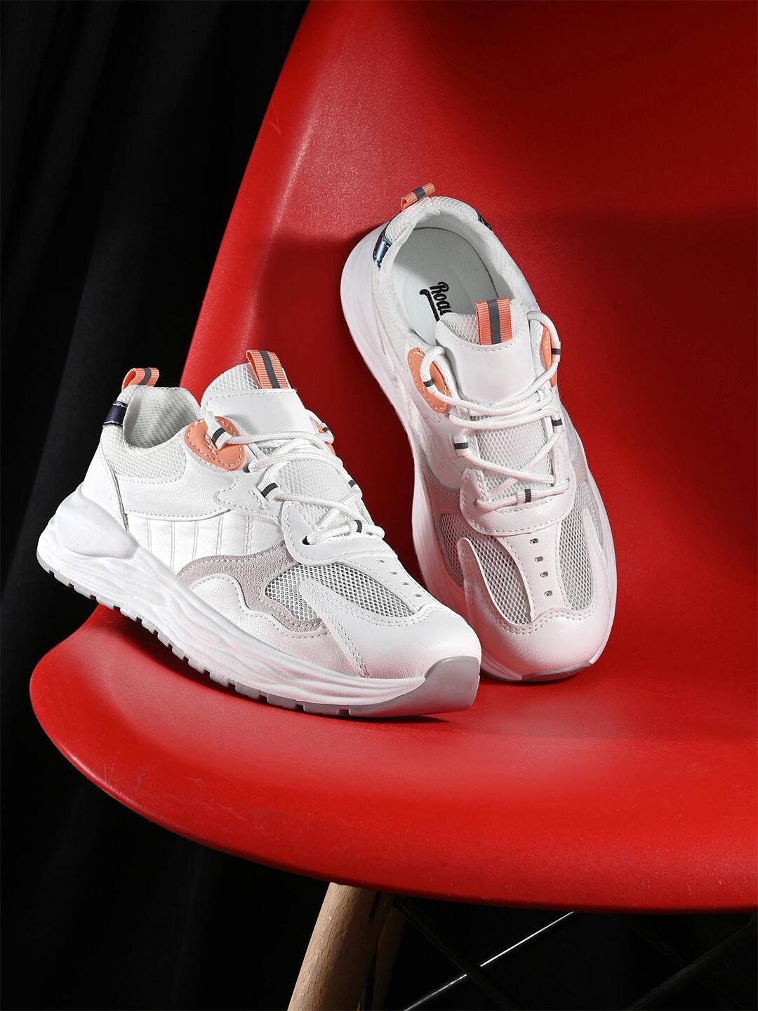 Roadster Women White &amp; Orange Walking Sports Shoes