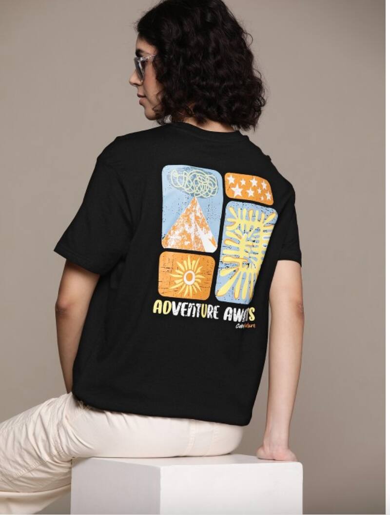 Roadster Printed Drop Shoulder Cotton T-Shirt