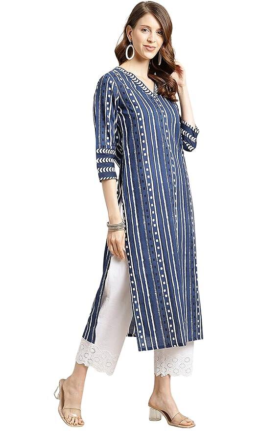 Rytras Women's Cotton Printed Straight Kurta