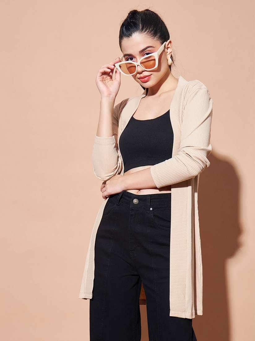 SASSAFRAS BASICS Ribbed Longline Shrug SASSAFRAS BASICS Ribbed Longline Shrug