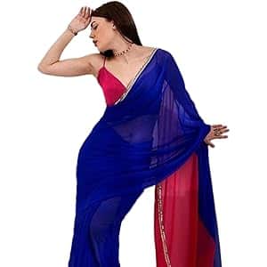 Mitera Colorblocked Gotta Patti Border Pure Georgette Saree