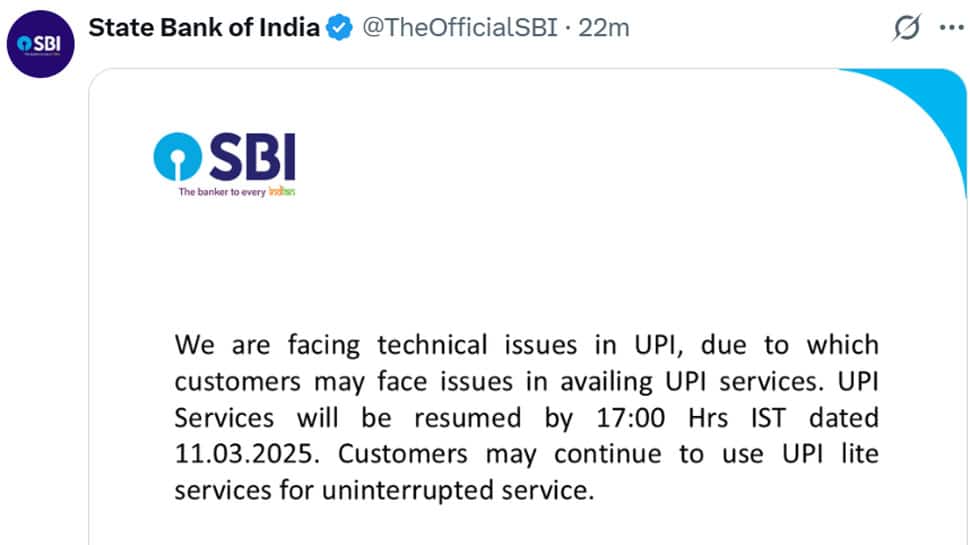 SBI डाउन: UPI में तकनीकी मुद्दे; ग्राहकों को सेवाओं का लाभ उठाने में कठिनाई का सामना करना पड़ता है | व्यक्तिगत वित्त समाचार