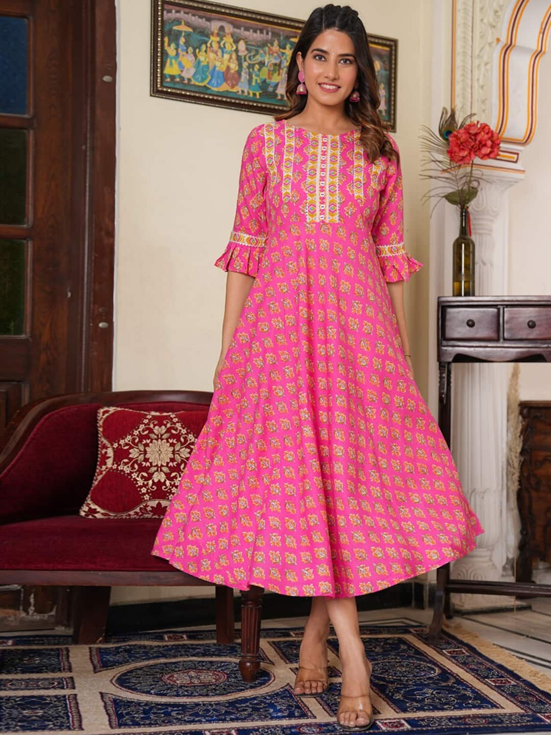IKRASS Women Floral Printed Festive Anarkali Kurtas