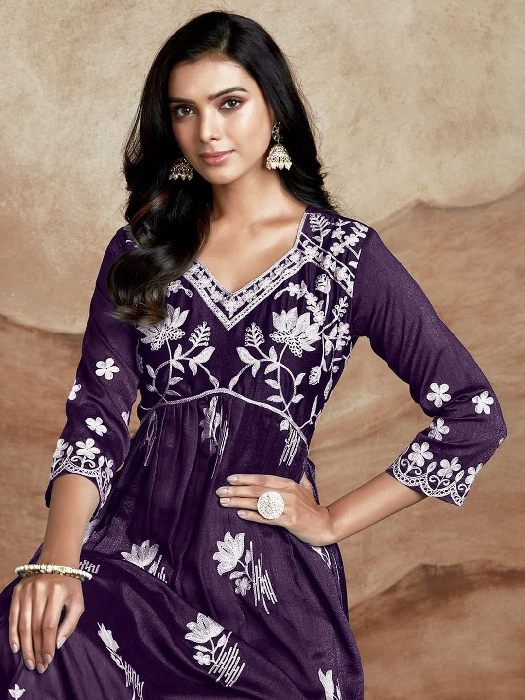 KALINI Women Chikankari Embroidery Kurta