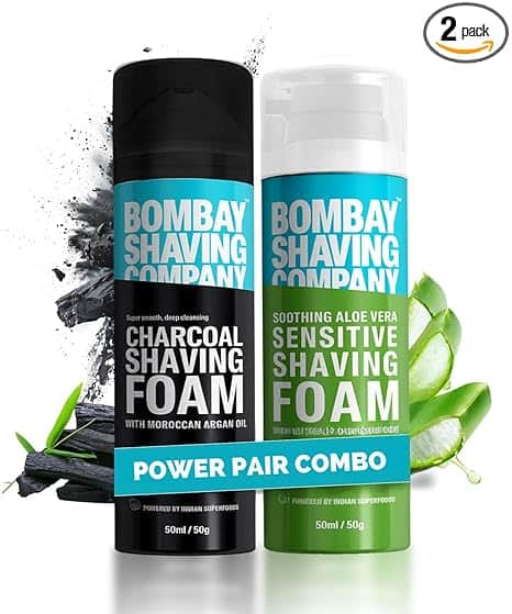 Bombay Shaving Company Charcoal &amp; Sensitive Shaving Foam Combo